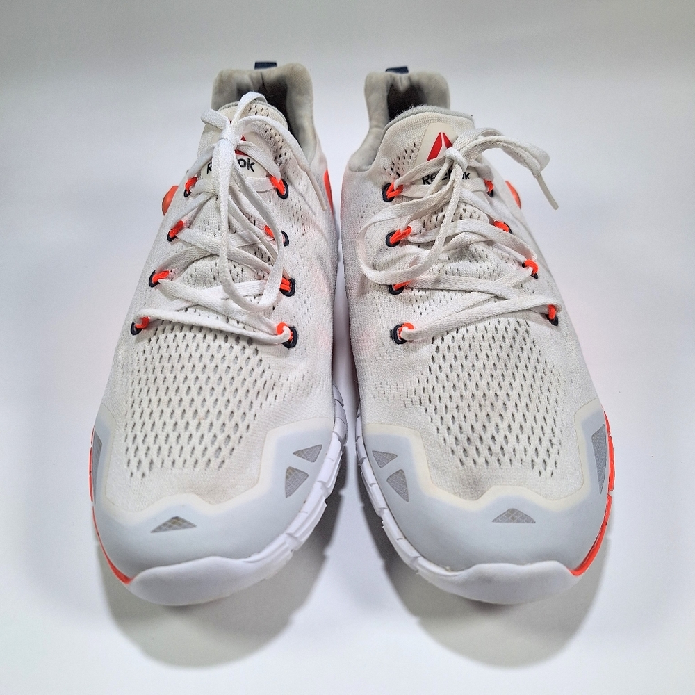 Reebok Mens Z Pump Fusion white/Orange/blue low top running  sneakers sz. 9.5